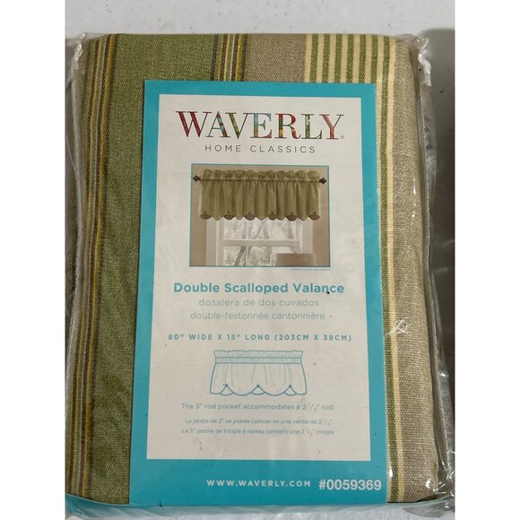 Waverly Home Classics Double Scalloped Valance 80" X 15" Sage Chatham - Picture 2 of 6